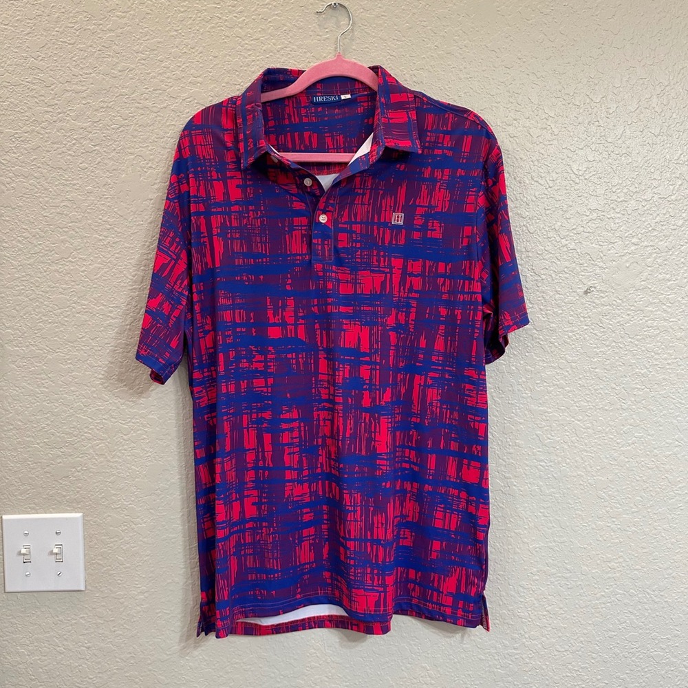 Hreski Men's Large Polo Performance Shirt Colorful Golf Short Sleeve Shirt‎